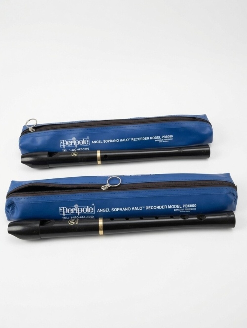 Two Peripole Original Angel Soprano Halo Recorder PB6000 w/ Case, Neck Cord Set